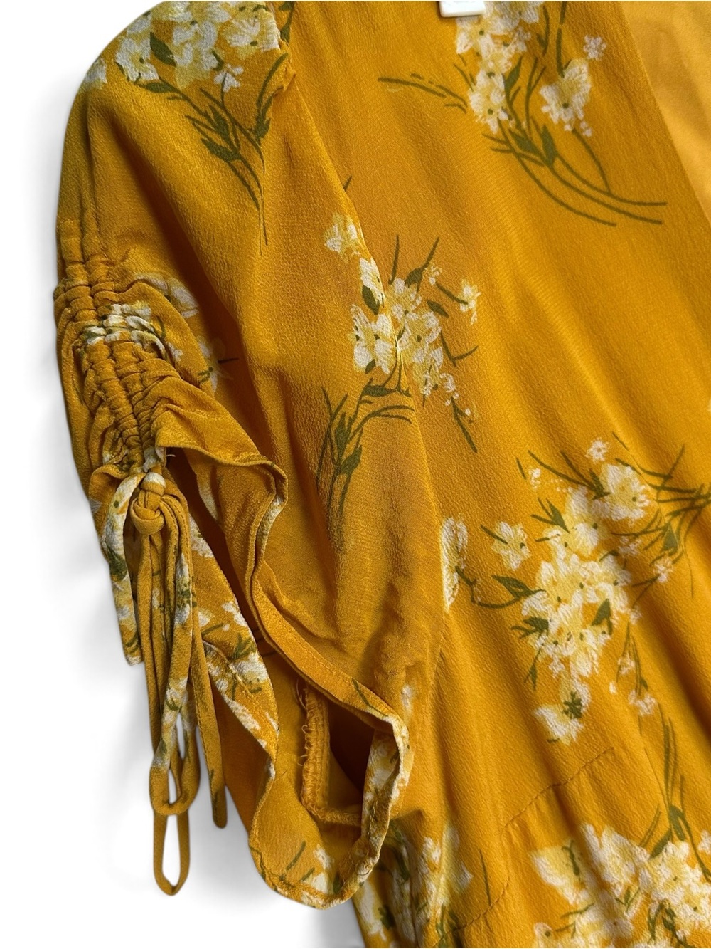 Madewell Mustard Yellow Floral Silk Wrap Midi Dress Size 6 - Picture 6 of 14